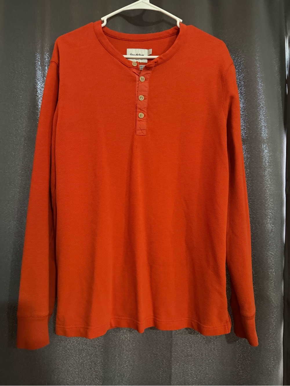 Goodfellow Men's Brick Red Henley Long Sleeve Shirt